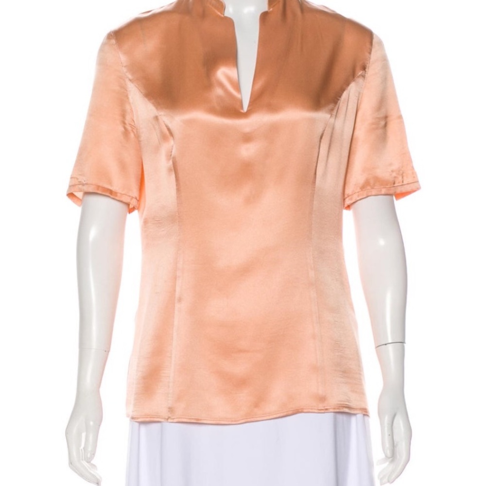 Armani peach silk short sleeve top